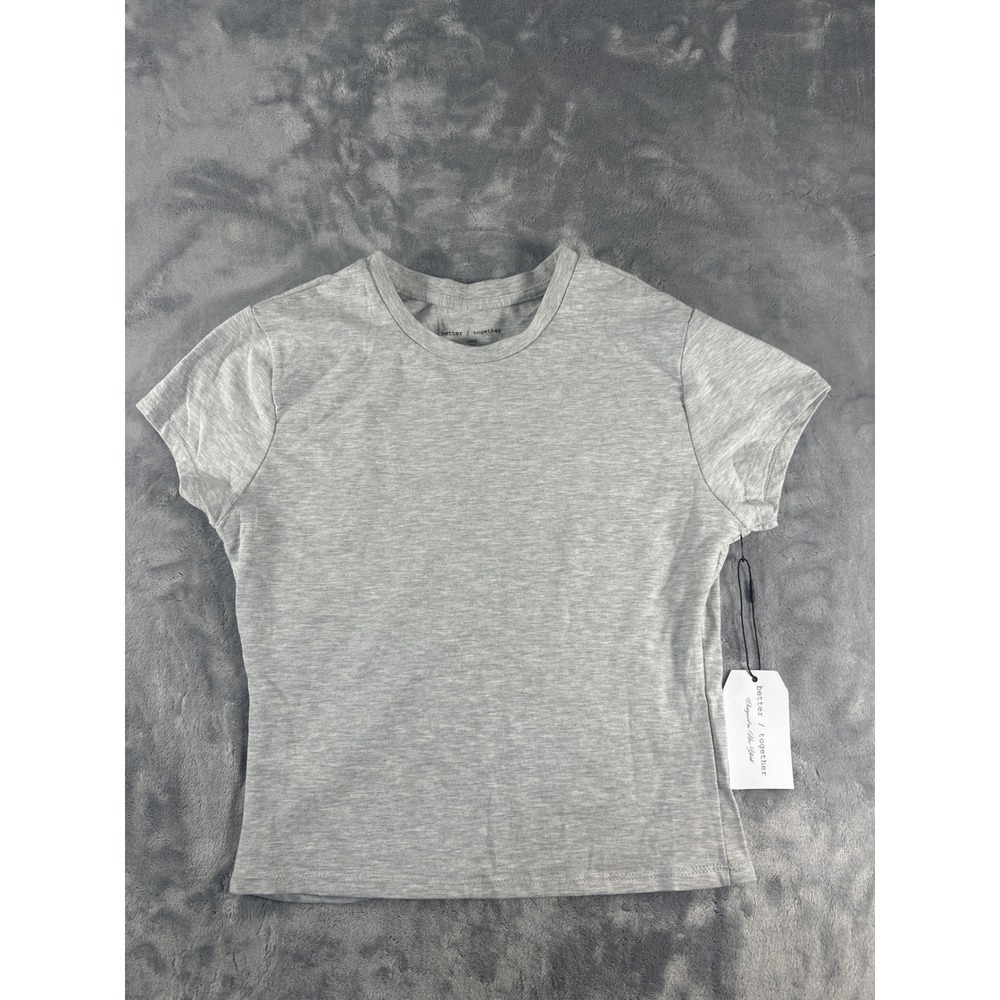 Better Together Womens Heather Gray Crewneck Short Sleeve T-Shirt Large NWT